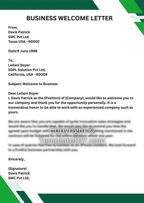 Business Welcome Letter Template In PDF Word Welcome Letters