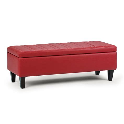 Simpli Home Monroe Crimson Red Storage Ottoman Bench 3axcot 251 Rd