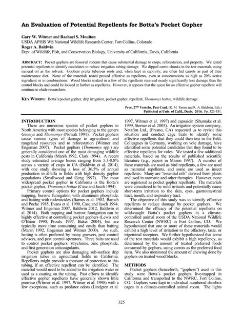 (PDF) An Evaluation of Potential Repellents for Botta's Pocket Gopher