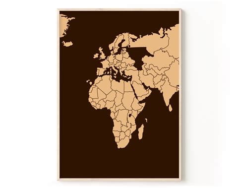 3 piece wall art printable brown world map world map with countries ...