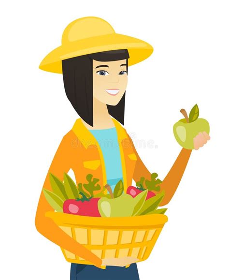 Farmer Harvesting Harvest Of Vegetables And Fruits Stock Vector