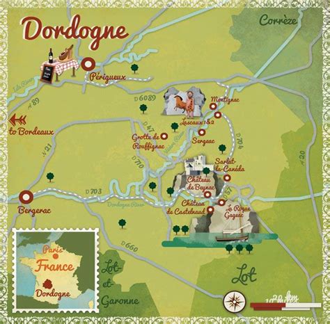alexandre verhille map   dordogne dordogne france dordogne illustrated map
