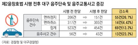 제2 윤창호법 시행 한달대구 음주운전 적발 132 음주사고 232 감소 매일신문