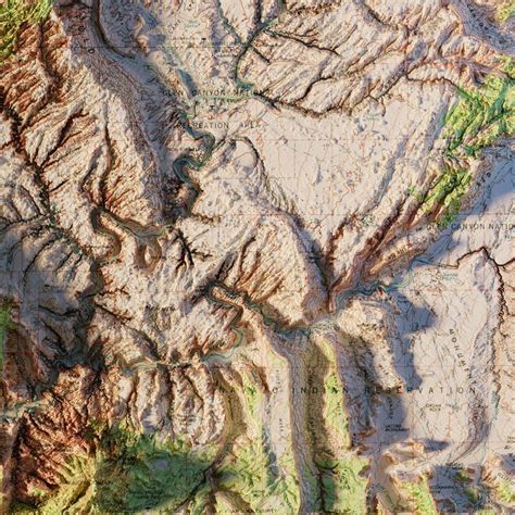 Grand Staircase Escalante Map Poster Shaded Relief - Etsy