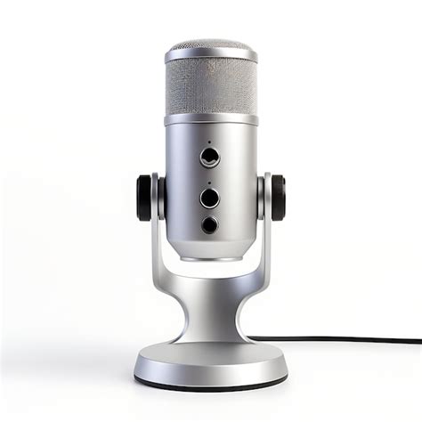 Premium Photo Isolated Of Tabletop Shotgun Microphone Matte Silver