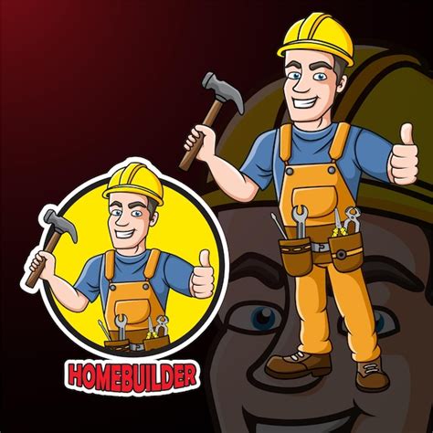 Premium Vector Cartoon Builder Man Holding A Hammer