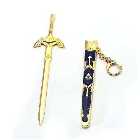 New Game The Legend Of Zelda Keychain Master Sword Metal 17cm Gold