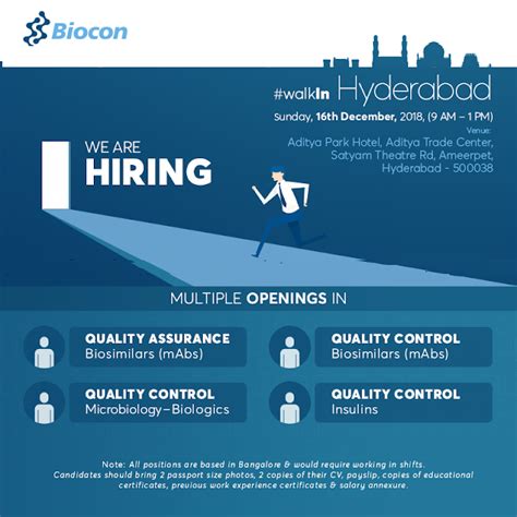 NABL GUIDELINES BIOCON LIMITED Walk In Interviews Hyderabad On