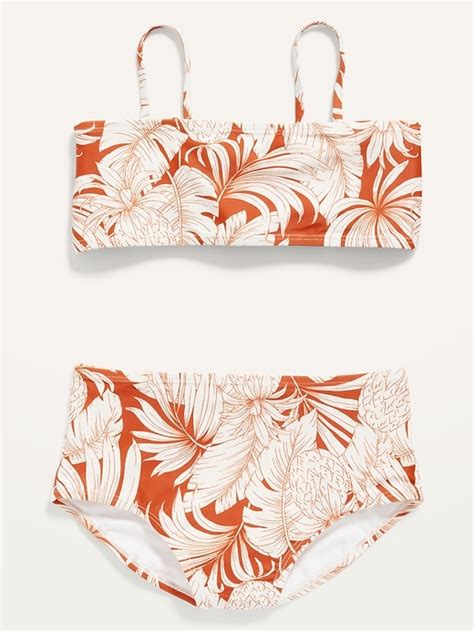 Old Navy Printed Bandeau Bikini Swim Set For Girls