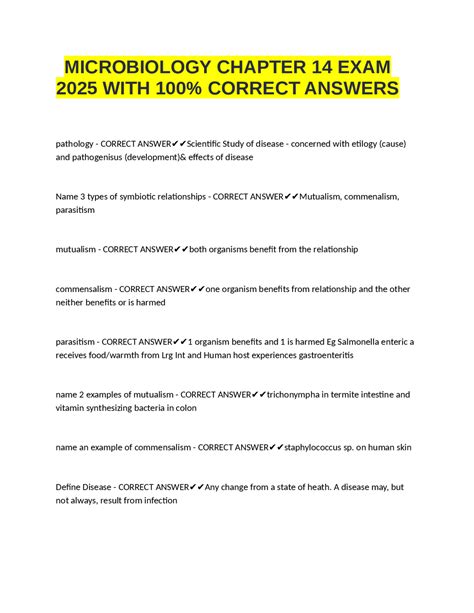 MICROBIOLOGY CHAPTER 14 EXAM 2025 WITH 100% CORRECT ANSWERS | Exams