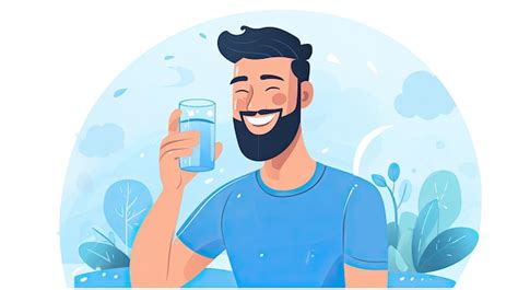 Premium Photo A Man Drinking A Glass Of Water With A Happy Face Drink More Water Lifestyle And