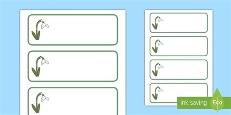 Free Snowdrop Themed Editable Drawer Peg Name Labels