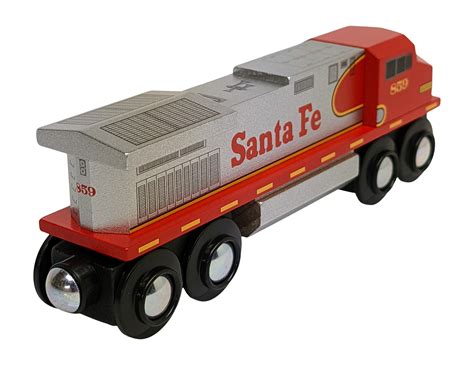 Santa Fe Warbonnet Diesel Locomotive Wooden Train Choo Choo Track