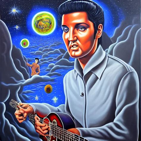 An Oil On Canvas Portrait Painting Of Elvis Presley Stable Diffusion