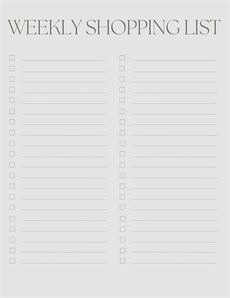 Weekly Shopping List Printable - Etsy