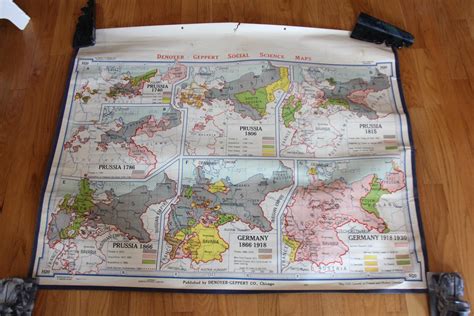 DENOYER GEPPERT SERIES VINTAGE WALL MAP H 20 PRUSSIA 1740 1786 1806