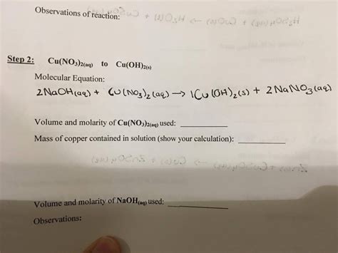 Solved Observations of reaction: Step 2: Cu(NO3) to Cu(OH | Chegg.com