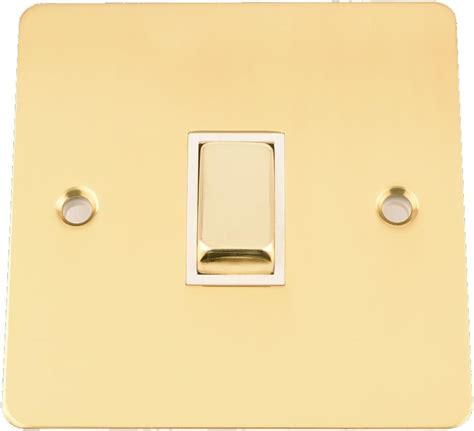 Light Switch Single 1 Gang Polished Mirror Brass Georgian Black Insert Metal Rocker Switch