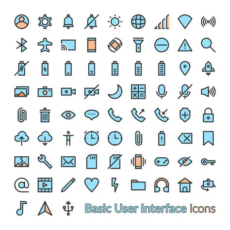 Line User Interface Icons Outline Basic Ui Icon Set Stock Vector Image