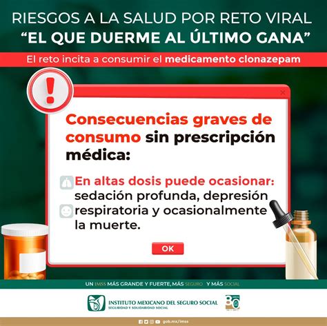 IMSS On Twitter Ingerir Clonazepam En Gotas O Pastillas Sin