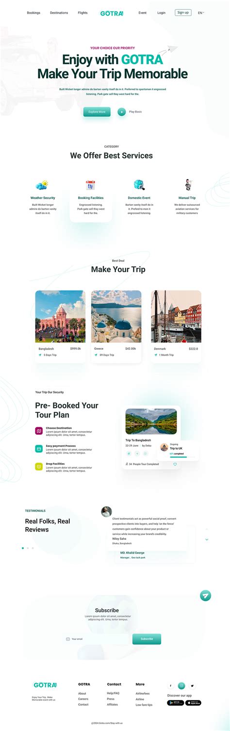 Travel Agency Landing Psge Ui By Niloy Saha On Dribbble