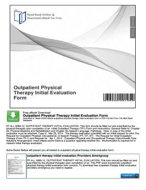 Fillable Online Outpatient Physical Therapy Initial Evaluation Form Fax