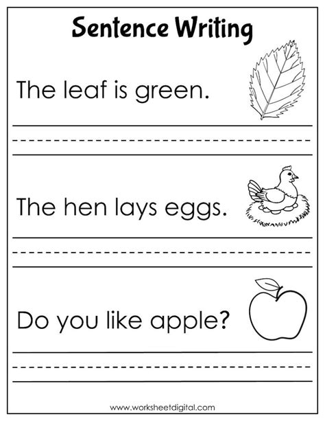 20 Printable Sentence Writing Worksheets Simple Sentenceswriting