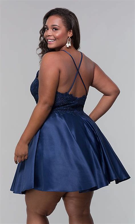 Short Satin Plus Size Homecoming Dress With Pockets Plus Size