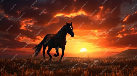 Premium AI Image | Sunset horse silhouette