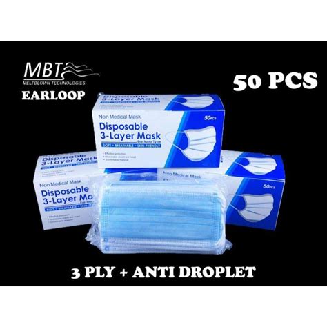 Jual Masker 3 Ply Non Medis Mask Wajah Earloop Disposable Warna Biru