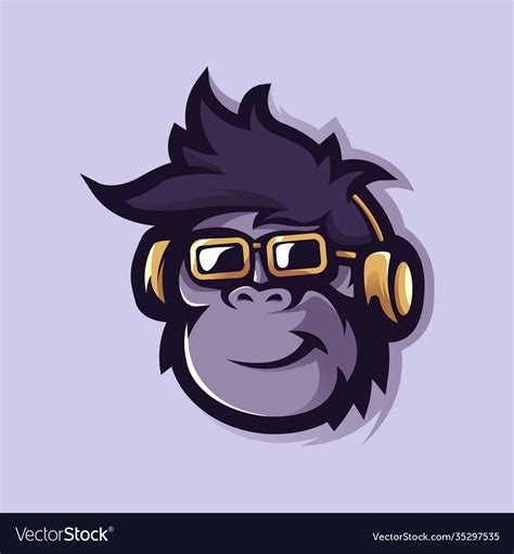 Monkey With Glasses And Headphones Monkeys Logo Vector Image