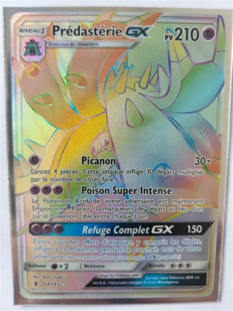 CARTE POKEMON PREDASTERIE 154 145 GX SECRETE Soleil Et Lune 2 SL2 FR