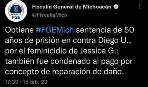 Morelia Demuestra Fiscalía General Responsabilidad De Diego U En El Feminicidio De Jessica