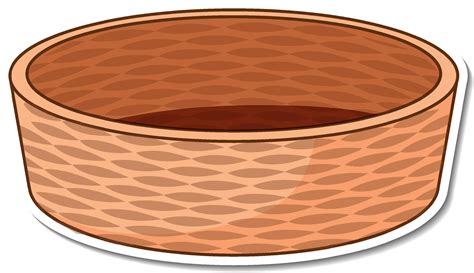 Sticker Design With Empty Wooden Basket Isolated Vector Art At