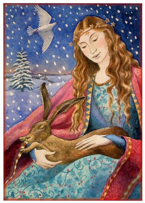 Peace At Yule Winter Solstice Yule Greetings Card By Wendy Andrew