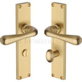 Charlbury Reeded Satin Brass Bathroom Door Handles RR3030