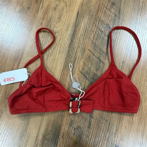 Eres Swim Eres Agent Belt Bikini Top Deep Red Retro Faux Tortoise