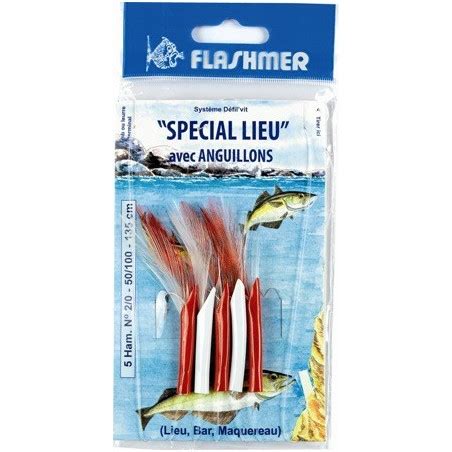 Bas De Ligne Flashmer Special Lieu Hamecons O Rouge Blanc