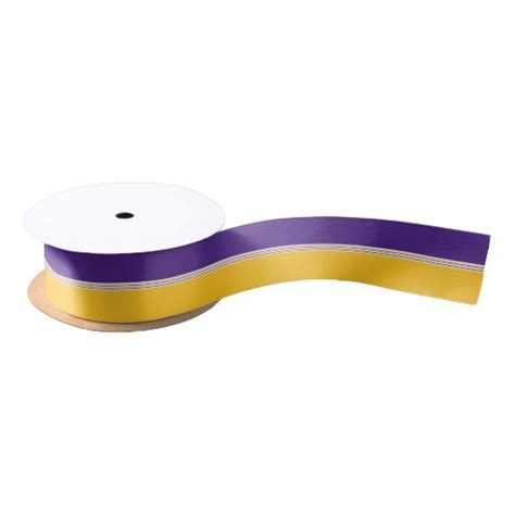 Purple and Gold Stripes Satin Ribbon | Zazzle