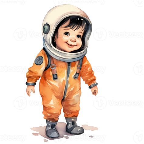 Cute Child Wearing Space Suit Watercolor AI Generative 27236125 PNG