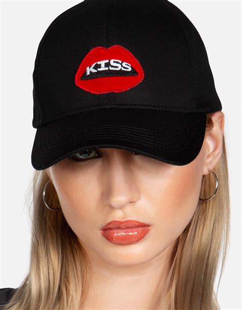 Kiss Lip Patch Canvas Hat Bay By Lauren Moshi