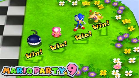 Mario Party 9 Garden Battle Chain Chomp Vs Toadette Vs Sonic Vs