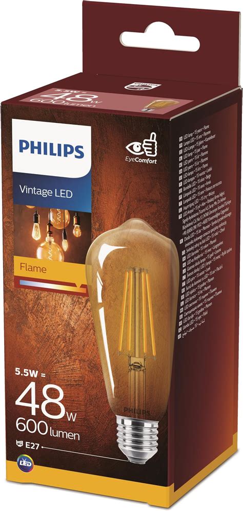 Philips Ampoule Led Edison E W Blanc Chaud Ambr E Verre Amazon