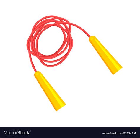 Long red jump rope with bright yellow handles Vector Image