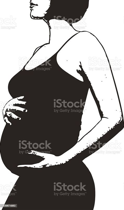 Silhouette Of A Pregnant Woman Holding Her Belly Stock Illustration Download Image Now