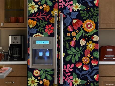 Kitchen And Dining Fridge Wraps Fridge Wrap Self Adhesive Watercolor