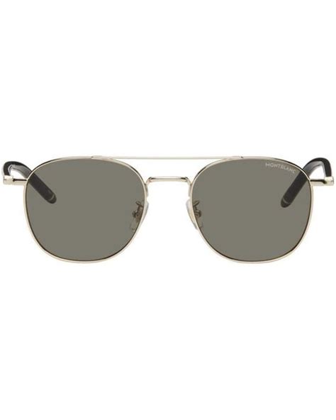 Montblanc Gold Aviator Sunglasses In Black For Men Lyst