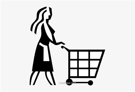 Woman Pushing A Grocery Cart Royalty Free Vector Clip Mulher