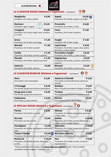 Carte et Menus 2024 Panciotto Pizza e Ristoro à Collegno TheFork