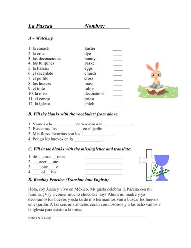 Pascua Spanish Easter Fun Worksheet Teaching Resources